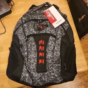 Wenger Swiss 16" Laptop School Office Travel Backpack Gray & Black Granite